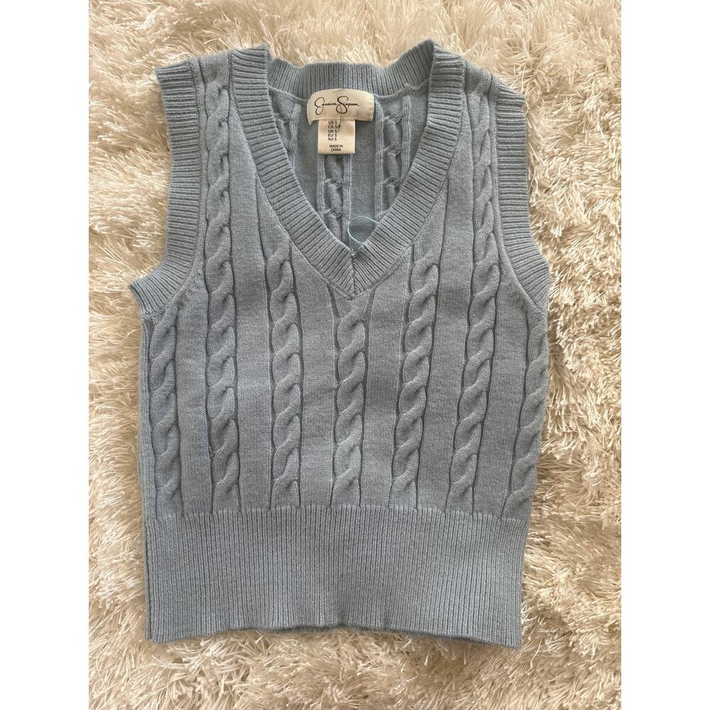 Jessica Simpson blue cable sweater vest